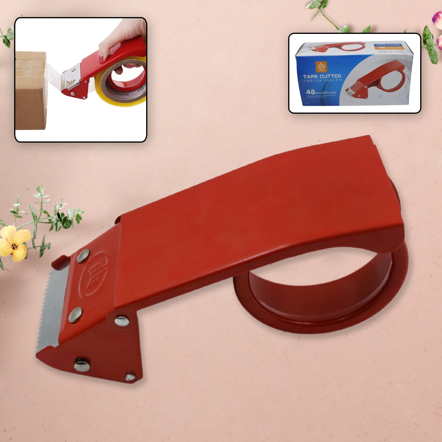 Metal tape dispenser with cutter, for home and office use. Metal tape dispenser with cutter, for home and office use.